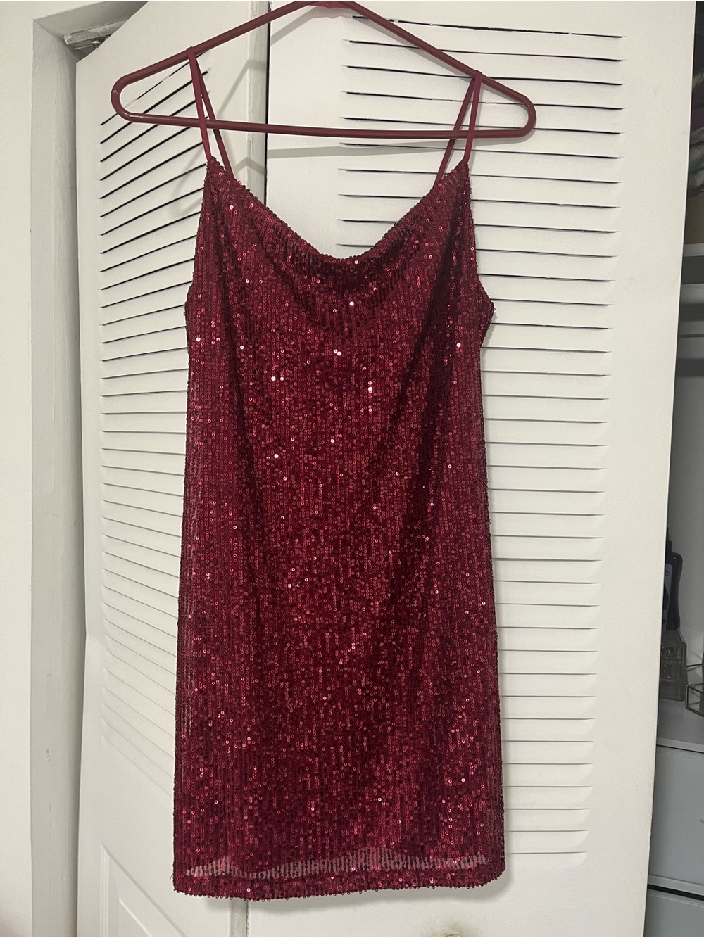 BeBop Burgundy Sequin Mini Slip Dress